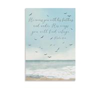XGINERFEX Psalm 91 4 Wall-Art Under His Wings Find Refuge Scripture Print Home Decor Farmhouse Style Canvas Art Encouragement Gift(Unframed,08X12inch(20X30cm))