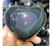 XGINERFEX Rainbow Cats Eye Obsidian Heart Shaped Crystal Quartz Gem Home Office Decor Wearing (Size : 210-250g) Gemstone Stone