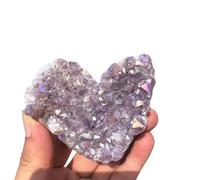 XGINERFEX Rainbow Electroplating Titanium Angel Aura Quartz Crystal Heart 1pc (5cm-6cm 1pc) Gemstone Stone