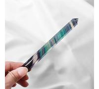 XGINERFEX Rainbow Fluorite Slender Crystal Column Striped Point Magic Wand Hexagonal Stone Ornaments Gemstone Stone