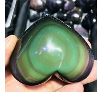 XGINERFEX Rainbow Obsidian Cat's Eye Quartz Crystal Heart Stone And Specimens Decorative Gift Home Decor(108g) Gemstone Stone