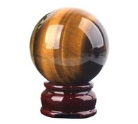 XGINERFEX Real Tiger's Eye Stone Crystal Ball Divination Sphere Sculpture Figurine Gemstone Feng Shui Aura Home Desk Decor Ornament,7cm/2.7in Gemstone Stone