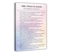 XGINERFEX Recovery Wall-Art 12 Steps Motivational Poster for Sobriety Journey Home Office or Room Canvas Print Inspirational Gift(Framed,08x12inch(20x30cm))