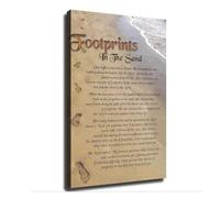 XGINERFEX Religious Gift Idea - Footprints in the Sand Poster, Uplifting Bible Verse Art Print for Home, Office, Church(Framed,12x18inch(30x45cm))