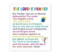 XGINERFEX Religious Gift Idea: The Lord's Prayer Canvas - Our Father Biblical Decor for Baptism, First Communion, Wedding, or Home Blessing(Framed,12x18inch(30x45cm))