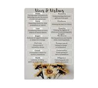 XGINERFEX Religious Wall-Art 7 Deadly Sins and 7 Virtues Catholic Poster Canvas Print for Home Office Dorm Room Inspirational Decor(Framed,08X12inch(20X30cm))