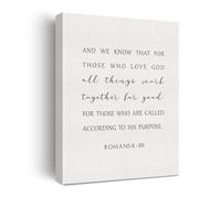 XGINERFEX Romans 8:28 Canvas Wall Art: We Know That in All Things Bible Verse Poster, Inspirational Christian Decor for Modern Home & Office Decoration(Framed,12x18inch(30x45cm))