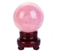 XGINERFEX Rose Quartz Crystal Sphere Ball Ornament with Wood Stand for Decoration, Scrying Mirror, Feng Shui,200mm Gemstone Stone