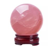 XGINERFEX Rose Quartz Magic Crystal Ball with Stand for Home Decor Divination Witchcraft Fortune Telling Precious Gifts for Family And Friends,70mm Gemstone Stone