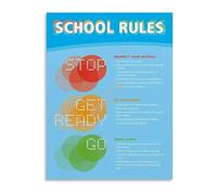 XGINERFEX School Rules Educational Poster Classroom Wall Print for Teacher Student Behavior Expectations Learning Resource Homeschool Decor(Framed,12x18inch(30x45cm))