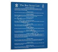 XGINERFEX Scout Oath and Law Canvas Print Motivational Wall Decor for Boys Room Scouting Gift(Framed,12x18inch(30x45cm))