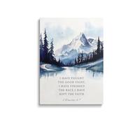 XGINERFEX Scripture Canvas Art I Have Fought The Fight 2 Timothy 4:7, Faith-Based Watercolor Christian Home Decor for Living Room Bedroom(Unframed,16x24inch(40x60cm))