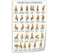 XGINERFEX Senior Chair Yoga Chart - Illustrated Easy Exercise Guide for Mobility, Informative Poster for Physical Therapy Office, Bedroom, and Beginner's Practice(Framed,12x18inch(30x45cm))