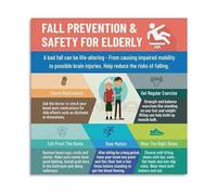 XGINERFEX Senior Poster Fall Prevention Guide for Elderly Home Accident Prevention Tips Health and Wellbeing Canvas Wall-Art Print for Family Clinic Office Decor(Unframed,12x18inch(30x45cm))