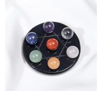 XGINERFEX Seven Star Array Obsidian Plate Mixed Crystal Ball Set Stones Classical FengShui Ornament Gemstone Stone