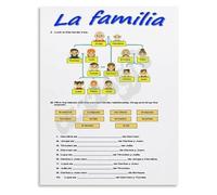 XGINERFEX Spanish Family Tree Poster La Familia Bilingual Learning Wall-Art for Classroom Canvas Print Room Bedroom Living Room Decor(Unframed,08x12inch(20x30cm))