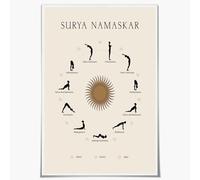 XGINERFEX Spiritual Boho Wall-Art: Sun and Yoga Poses with Namaste for a Serene Space, Bohemian Decor Canvas Print for Home Yoga Room(Unframed,12x18inch(30x45cm))