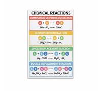 XGINERFEX STEM Education Poster Chemical Reactions Chemistry Chart Educational Wall-Art Canvas Print for Science Classroom Decor School Decor Teacher Resources(Unframed,12x18inch(30x45cm))