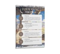 XGINERFEX Stoicism Poster Four Cardinal Virtues Wall-Art Wisdom Courage Justice Temperance for Study Office Classroom Decor(Framed,16X24inch(40X60cm))