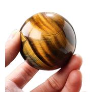 XGINERFEX Tiger Eye Stone Crystal Ball Polished Gemstone Collcetible Sculpture Figurine for Divination Yoga FengShui Decoration,50mm Gemstone Stone
