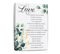 XGINERFEX Wedding Scripture Wall-Art Love is Patient Love is Kind 1 Corinthians 13 4-8 Canvas Print for Couples(Framed,08x12inch(20x30cm))