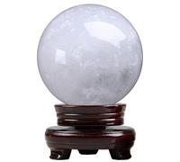 XGINERFEX White Calcite Sphere Gemstone Ball with Stand Crystal for Lucky Wealth Protect The House,Dia.10cm Gemstone Stone