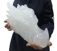XGINERFEX White Quartz Dragon Skull, Clear Crystal Hand Carved Home Decor(Size:13-15cm about700g) Gemstone Stone