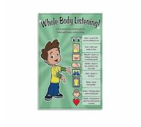 XGINERFEX Whole Body Listening Method Chart Social Skills Educational Poster for Classroom Decor Teacher Parent and Counselor Resource Tool(Framed,16x24inch(40x60cm))