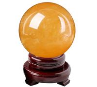 XGINERFEX Yellow Citrine Crystal Sphere Ball with Stand Crystals Stone Balls Feng Shui Tabletop Sculpture Ornaments Implication Wealth And Success,Diameter 6in Gemstone Stone