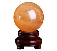 XGINERFEX Yellow Crystal Ball Ornaments Citrine Sphere Quartz Gemstone with Stand for Feng Shui Divination Home Decoration Gift,18cm/7.1in Gemstone Stone