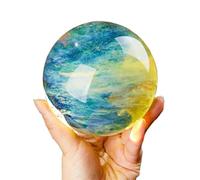 XGINERFEX Yellow Crystal Ball Sphere with Stand,Melting Quartz Gemstone for Healing/Divination/Chakra Balance/Yoga/Home/Office FengShui Decoration,5.1"(13cm) Gemstone Stone