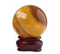 XGINERFEX Yellow Fluorite Ball with Stand, Crystal Sphere Fengshui for Magic/Photography/FengShui/Witchy Gifts/And Halloween Décor,45~50mm Gemstone Stone