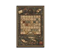 XGKJDS Album fotografico da parete con stampa artistica su tela, stile vintage, con elementi dell'alfabeto e della natura, 50 x 75 cm