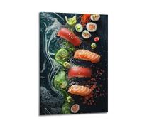 XGKJDS Moderno album fotografico di famiglia, poster artistico da parete per soggiorno, stampa su tela moderna giapponese con sushi e sashimi, 50 x 75 cm