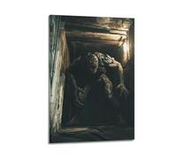 XGKJDS Stampa artistica da parete su tela con motivo astratto brutalista, con immagine di un mostro spaventoso nel passaggio oscuro, 50 x 75 cm