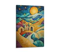 XGKJDS Stampa artistica da parete su tela con stampa artistica da parete in stile moderno, con stampa artistica ad acquerello, poster cristiano con scena del presepe sotto il cielo stellato, 20 x 30