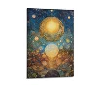 XGKJDS Stampa artistica da parete su tela con stampa artistica su tela, motivo spaziale surrealista, poster con corpi celesti e pianeti, 60 x 90 cm