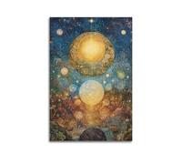 XGKJDS Stampa artistica da parete su tela con stampa artistica su tela, motivo spaziale surrealista, poster con corpi celesti e pianeti, 30 x 45 cm