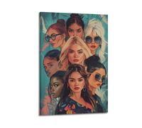 XGKJDS Stampa artistica da parete su tela, motivo: anime pop art, con diverse donne alla moda, 40 x 60 cm