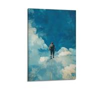 XGKJDS Stampa artistica da parete su tela, motivo: astratto, stile moderno, con immagine di un uomo che corre nel cielo nuvoloso, 20 x 30 cm