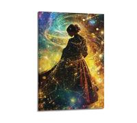 XGKJDS Stampa artistica da parete su tela, motivo: donna surrealista nella galassia cosmica, immagine misteriosa con effetti stellati, 50 x 75 cm