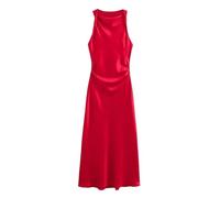 XGMTHBDD Vestito Donna Elegante Donne estive Abiti Senza Maniche Temperamento di Moda Sexy Seta Satinata Texture Midi Lunghi Eleganti-Rosso-XS