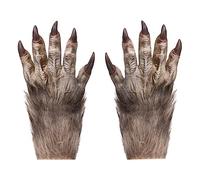 XGOPTS Guanti da Lupo Mannaro Insanguinati, Zampa di Bestia, Artiglio Peloso per Cosplay, Festa, Costume, Teatro, Palcoscenico, Mostro, Pasqua - Grigio, 12.7 x
