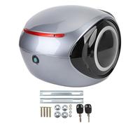 XGOUGUAAU 32L Motorcycle Top Case in ABS, Water Resistant Dust Proof Rear Trunk Box for Scooter Electric Bike, Sporty Design with Reflective Strips and Passenger Backrest (Grigio)