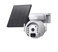 XGUELNT Telecamera di sicurezza PTZ solare SIM da 3 MP 4G | Telecamera esterna con rilevamento umano PIR e visione notturna(White WIFI 32GB)