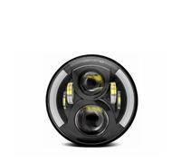 Xgupxuc Fari Anteriori Moto Faro Anteriore Universale A LED Da 7" Per Moto DRL H4 Con Alloggiamento Lampada Da 7,5 Pollici Accessori Faro Anteriore(60w Halo light Black)