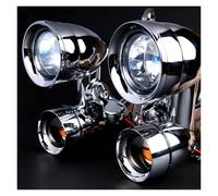 Xgupxuc Fari Anteriori Moto Per Modelli FLHR 96-13 Per Street Per Glide E Per Road King 96-18 Luci Guida Cromate Montate Sulla Carenatura Con Indicatori Direzione Fumé Faro Anteriore