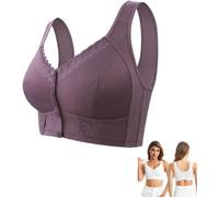 XGWDP Bra for Senior, Front Closure Breathable Bra for Seniors Comfortable Convenient No Wire Snap Button Bra for Older Women (5XL,2)