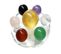 XHAJCSJWGD Stone Set of 7 Crystal Balls with Stand Made of Yellow Calcite Black Obsidian Rose Clear Quartz