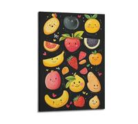 XHBKJA Squisito album fotografico da parete moderno su tela, stampa artistica da parete con frutta ad acquerello con frutta sorridente, per bambini, 20 x 30 cm
